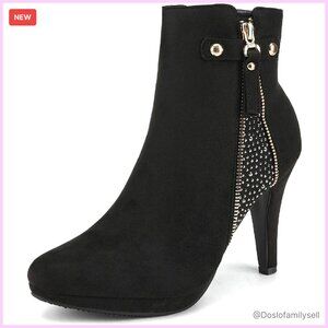 Women's Ankle Boots Stiletto Heel Zipper Detail Faux Fur Lined Chic